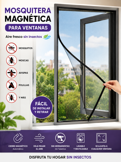 Malla magnetica antimosquitos para ventana